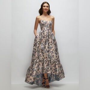 Dessy Collection Floral Brocade High-Low Gown